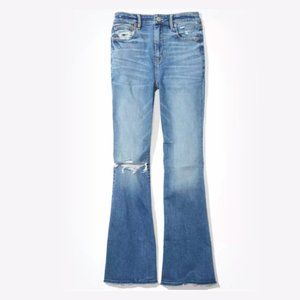 AE American Eagle SUPER HIGH WAISTED FLARE JEAN - Distressed- Women's Sz 18 NEW